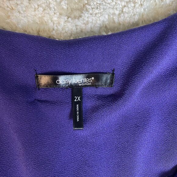 Daisy Fuentes Womens Top Size 2XL Purple Silver Beaded Collar Party Holiday Wear - Picture 3 of 10